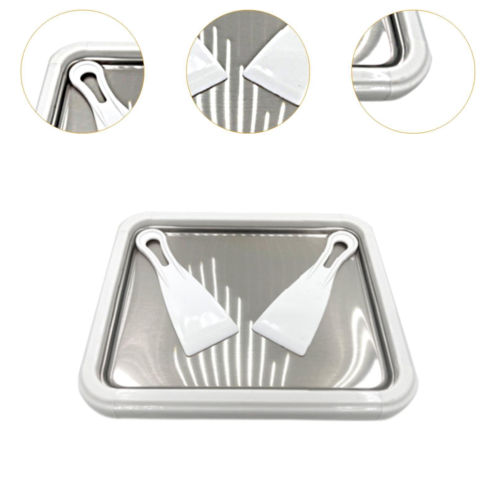 Esquirla Ice Cream Pan Roll Ice Cream Maker Homemade Rolled Cream with 2 Scrapers DIY Multifunctional Kitchenware Instant Cold Plate white