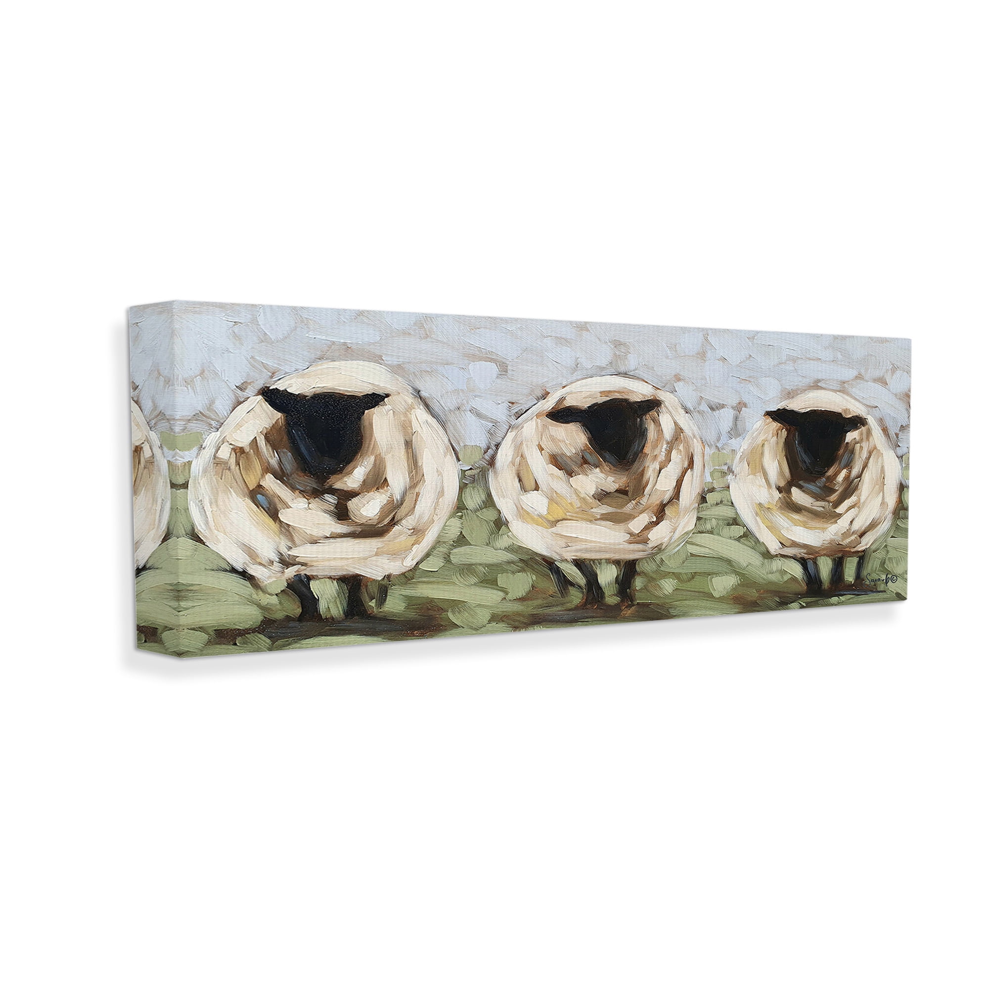 Stupell Industries Abstract Sheep Trio Animals & Insects Painting Gallery Wrapped Canvas Art Print Wall Art, 48 x 20