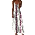 thumbnail image 2 of ClodeEU Women's Printed V Neck Sleeveless Spaghetti Strap Summer Loose Tunic Maxi Dress Red,Womens Plus M, 2 of 5