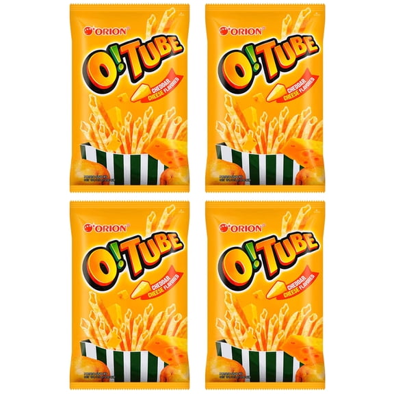 Korean O Tube Chips Cheddar Cheese Flavored 50g (Pack of 4)