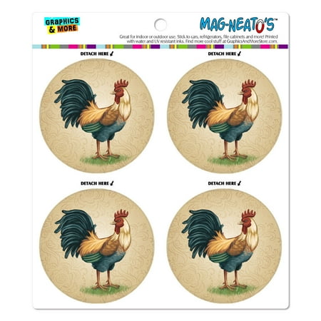 Date Magnet Set - Vintage Rooster on Floral Background MAG-NEATO'S(TM) Car/Refrigerator Magnet Set