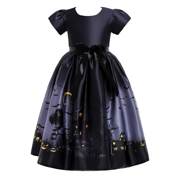 Kids Child Girls Cartoon Printing Pageant Gown Halloween Party Princess Dress