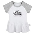 thumbnail image 2 of iDzn Oh The Places You'll Go Motorcycle Funny Dresses For Baby, Newborn Babies Skirts, Infant Princess Dress, 0-24M Kids Graphic Clothes (Gray Raglan Dresses, 12-18 Months), 2 of 5