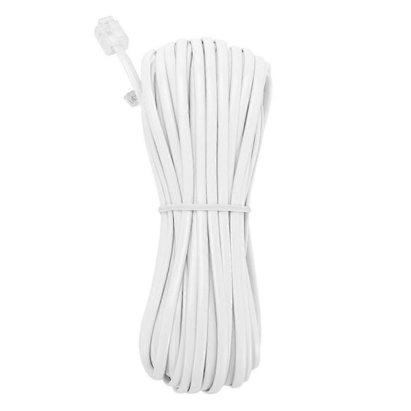White 6P2C RJ11 Plug Telephone Modem Line, 14M for Landline Telephone