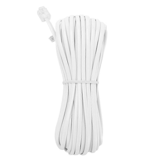 White 6P2C RJ11 Plug Telephone Modem Line, 14M for Landline Telephone
