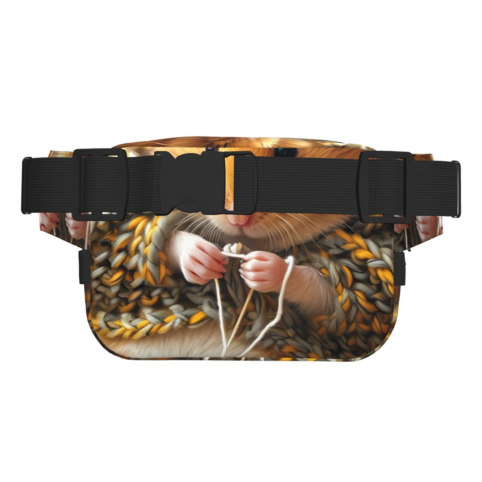 Picia Modern Floral Guinea Pig Print Square Double-Layer Waist Bag Mini Adjustable Waist Belt Bag Exercise Running Travel Hiking