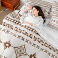 thumbnail image 5 of Manfei Southwestern Aztec Queen Bedding, Bohemian Brown Beige Bedding Comforter Set Queen, Reversible 7-Piece, 5 of 6