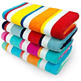 KAUFMAN 100% Cotton Multicolor Joey Cabana Stripe Beach Pool Towel 4 Pack 32in x