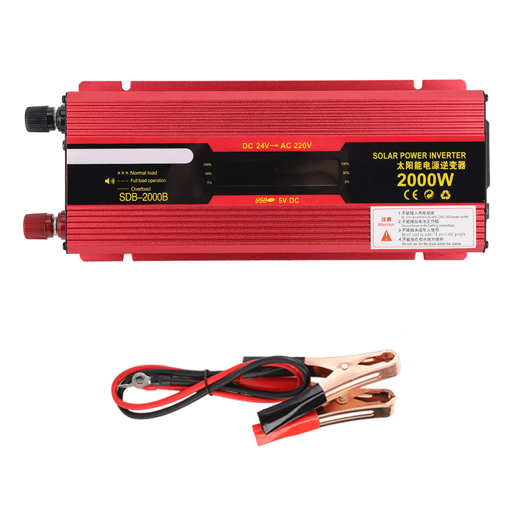 UK 220V 2000W Portable Inverter Solar Power Inverter for Home (12V to 220V/LCD)