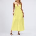 thumbnail image 2 of Letdown Women's V Neck Backless Maxi Dress - Sleeveless Solid A Line Cami Dress | Casual Summer Spring Long Dresses | Everyday Elegant Lounge & Sundress (Yellow,XL), 2 of 5