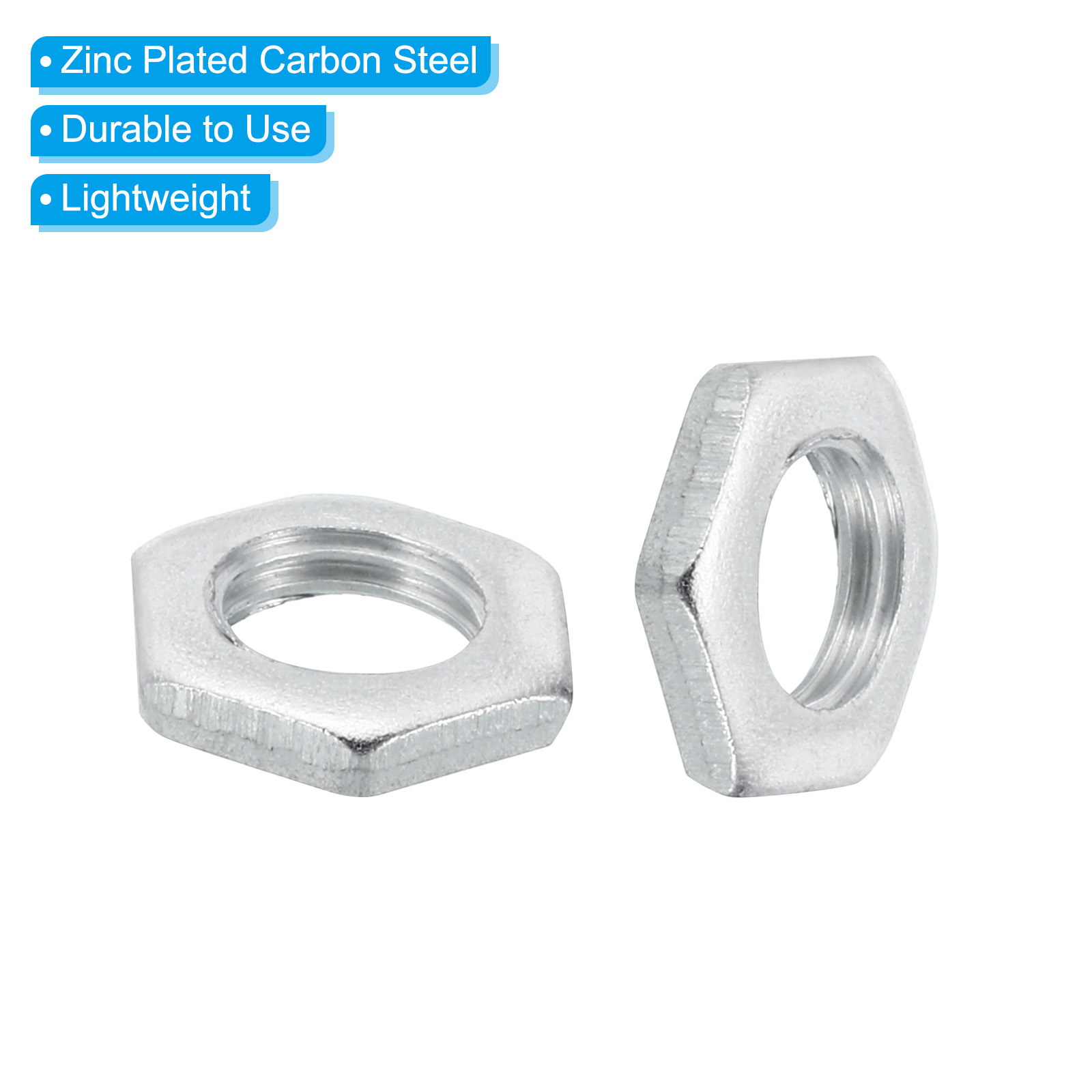 Lot De 100 écrous Hexagonaux M10x1x3mm Zingués Argent - Pour Vis Et Boulons - Marque Uxcell
