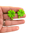 thumbnail image 1 of Green Four Leaf Glover St Patrick's Day Stud Earrings Gift, 1 of 5