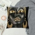 thumbnail image 2 of Nawypu  African American Woman Throw Pillow Covers Afro Girl Square Pillow Cases for Decorative Cushion Bed Couch Sofa Gold Black, 2 of 5