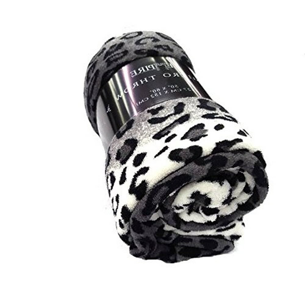Super Soft animal Print Plush Fleece Throw Blanket Light 50" x 60" Leopard Grey