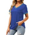 Moshu V Neck Women T Shirts Short Sleeve Loose Casual Summer Tops