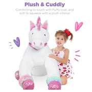 Best Choice Products 52in Kids Large Plush Unicorn, Life-Size Stuffed Animal Toy w/ Rainbow Details - White Faux Fur