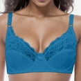 thumbnail image 3 of DuoJiaJ Womens Adjustable Youth Large Size Lace Bra Steel Ring Thin Bra Underwear Push Up Bras Blue, 3 of 4