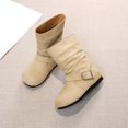 thumbnail image 6 of WAVSUF Girls Fleece Wide Width Boots Round Toe Soft Sole Anti Slip Fall Daily Mid Calf Boots Beige Size 10, 6 of 9