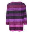 thumbnail image 4 of CYMMPU Striped Ombre Round Neck Blouses for Women Dressy Casual Spring Tops Loose Fit Tunic Tops 3/4 Sleeve Fall Fashion Shirts Dye Tie T-Shirts XL, 4 of 5
