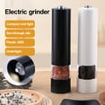 thumbnail image 2 of opvise Electric Pepper Mill Adjustable Grinding Knob LED Light Single-button Spice Grinder with See-through Cylinder Black, 2 of 7