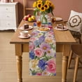 thumbnail image 2 of Purple Pink Floral Table Runner 72 Inches, Spring Farmhouse Country Vintage Flower Bed Runner Dresser Scarves Tabletop for Indoor Outdoor Parties/Ceremony/Banquet, 16" x 72", 2 of 8