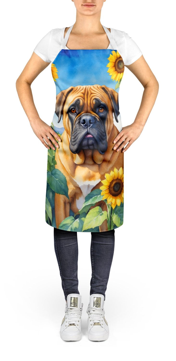 Bullmastiff in Sunflowers Apron 27 in x 30 in