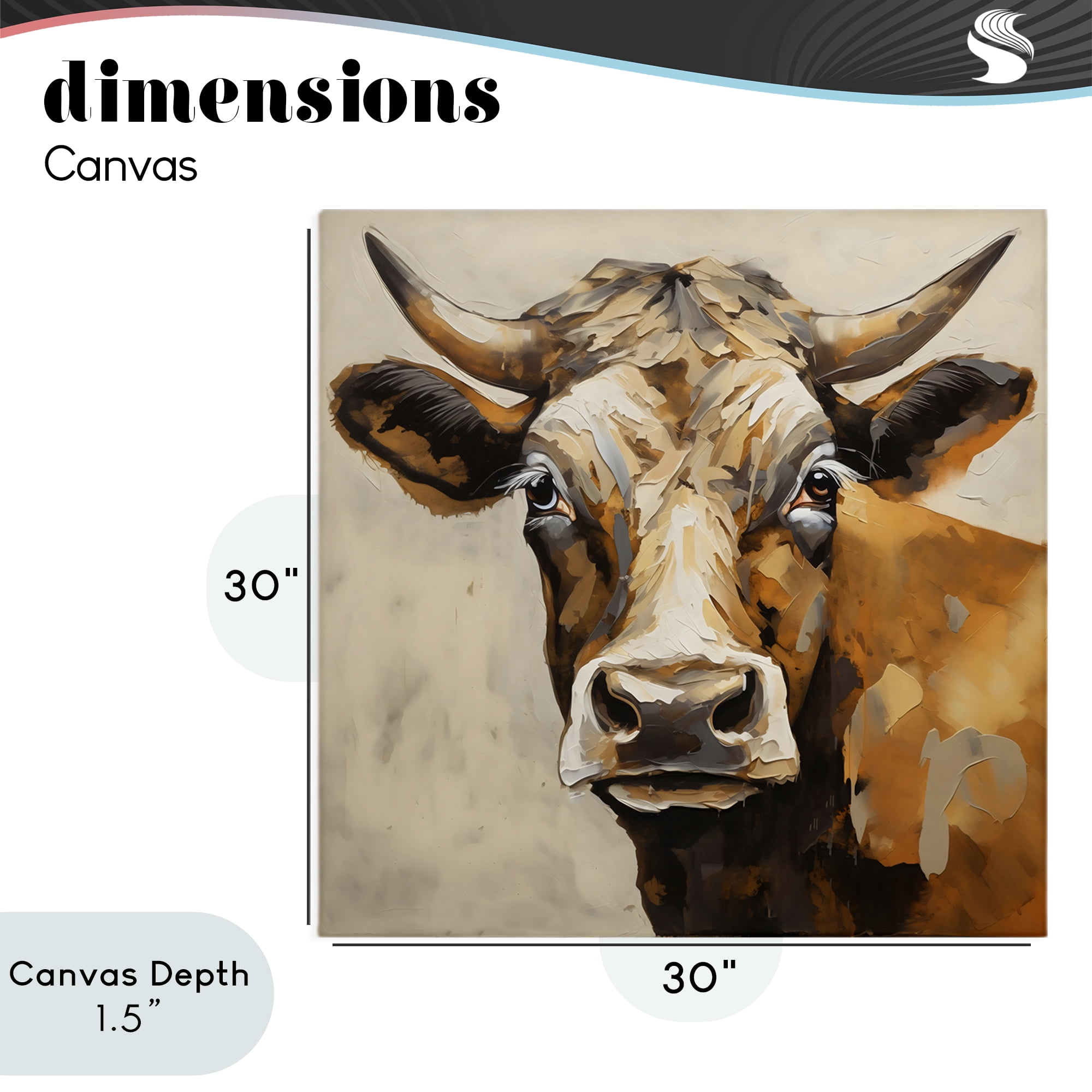 Stupell Industries Beautiful Brown Bovine Canvas Wall Art, design by Creative Studio