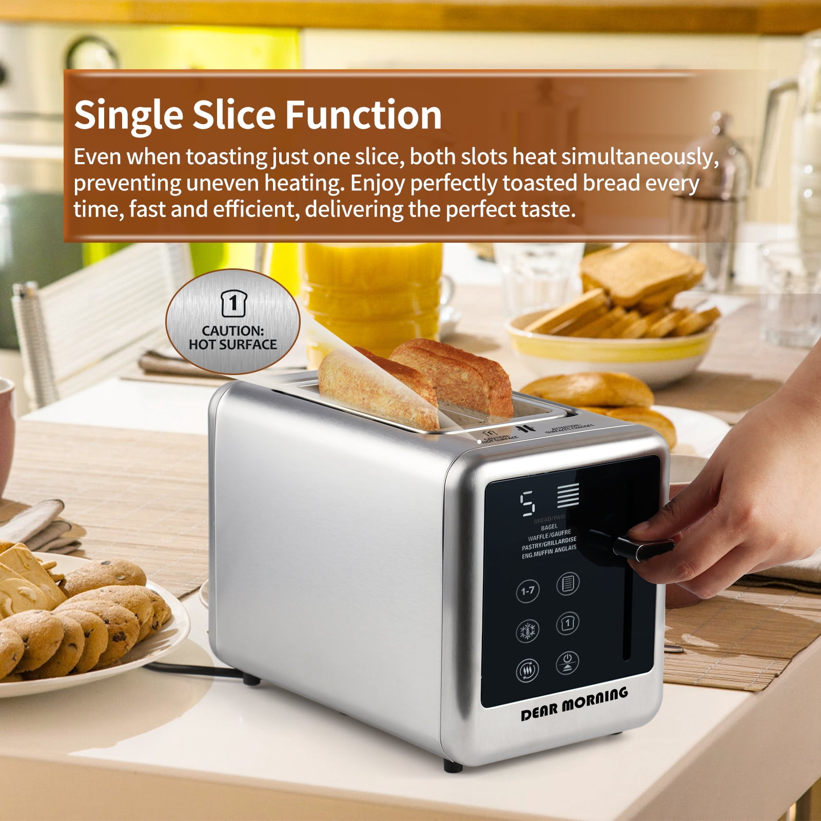 Dear Morning Touch Screen Toaster with 5 Bread Selection 7 Shade Setting  (Silver)