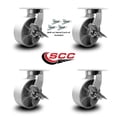 thumbnail image 2 of 8 Inch Heavy Duty Semi Steel Cast Iron Caster Set with Brake and Swivel Lock, 2 of 2