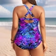 thumbnail image 4 of GDREDA Womens Plus Size Swimsuit Retro Full Coverage Bathing Suit Tummy Control One Piece Vintage Style Swimwear Purple,XXL, 4 of 5