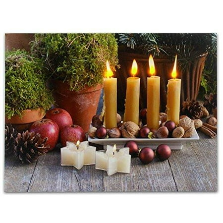 Primitive Country Decor Led Lighted Canvas Print Candles And