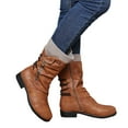thumbnail image 3 of Zshosam Women's Low-Heeled Mid Calf Retro Square Toe Zipper Womens Ankle Boots(Brown,38), 3 of 6