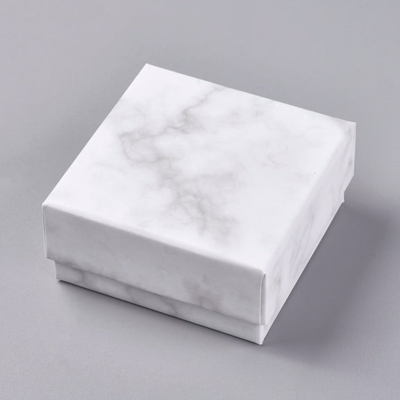 Paper 24 pc Square Kraft Cardboard Jewelry boxes Marble Pattern Necklace Pendant boxes for Jewelry White 7.5x7.5x3.55cm