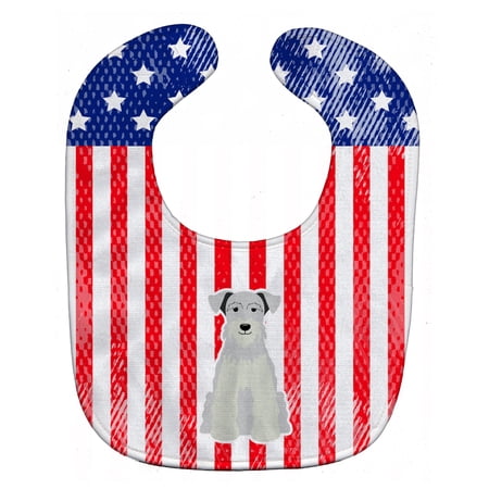 Patriotic USA Miniature Schnauzer White Baby Bib