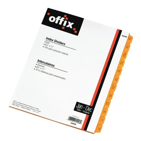 Offix OF-CR213-12 Buff Index Divider JAN-DEC - 1 Each
