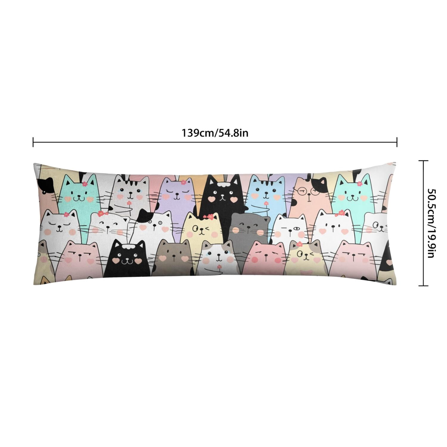 Long Body Pillow Cover – Soft & Breathable, Hidden Zipper, 20"x54", Cute Cat & Paw Print – Perfect Gift for Cat Lovers, Side Sleepers, Pregnancy Support, Pet-Themed Decor