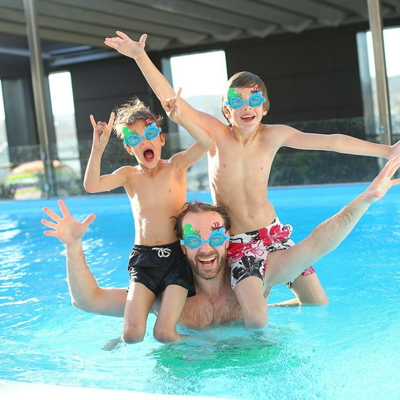 GAXIRE Swimming Goggles Lake Blue Waterproof Round Ergonomic Design 1 Pair