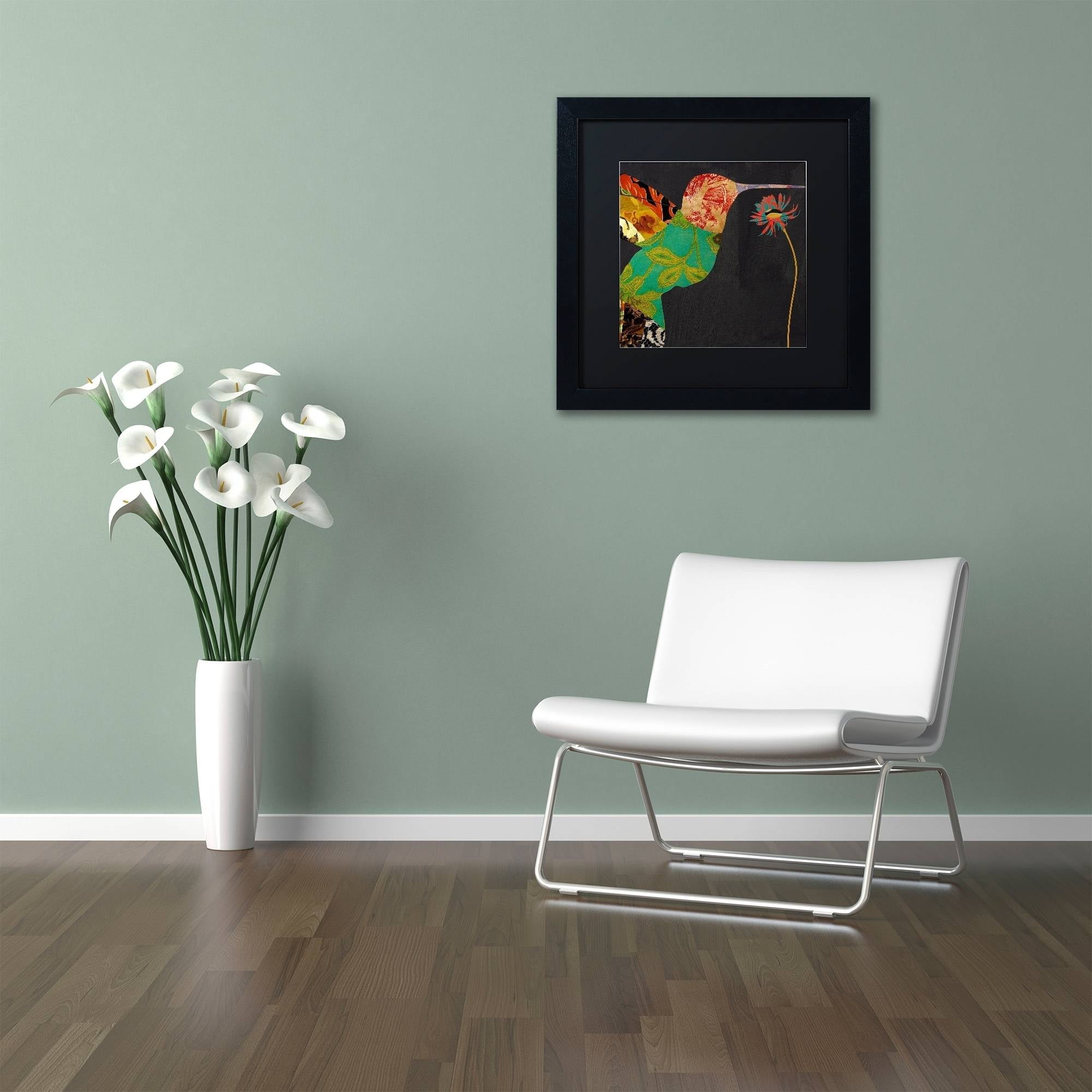 Trademark Fine Art "Hummingbird Brocade IV" Canvas Art by Color Bakery Black Matte, Black Frame