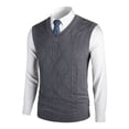 thumbnail image 1 of Mens Wool V Neck Knitted Sweater Vest Cardigan Color Block Casual Versatile Sleeveless Sweater Vest, 1 of 6