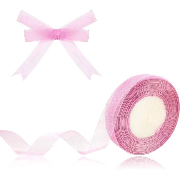 Zhuge Cinta de organza transparente verde de 3/4 de pulgada, cinta de gasa de 50 yardas para envolver regalos, día de la madre, bodas, ramos de flores, manualidades (rosa)