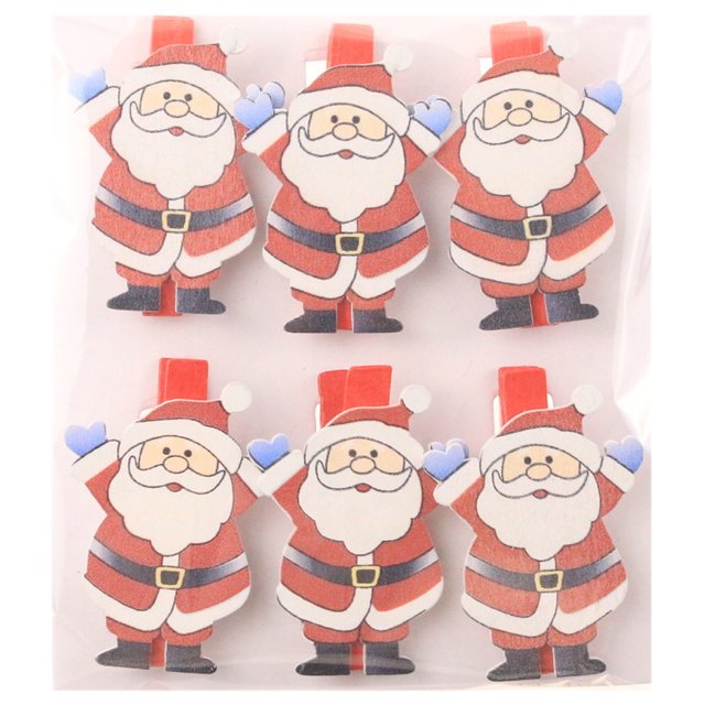 Coofit Christmas Picture Clips Decorative 6PCS Wood Photo Clips Wooden Clothespins