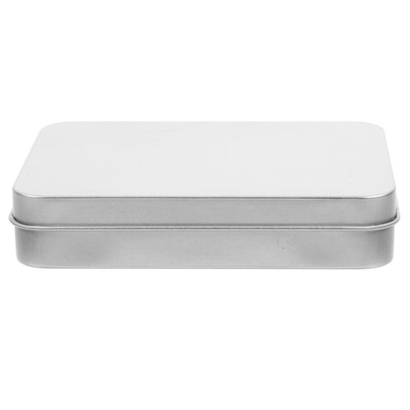 MLINS Rectangular Tin Box with Lid for Storage Use Tinplate Silver Color Ideal for Travel and Gifting 7.5 x 5.2 x 3.1 inches