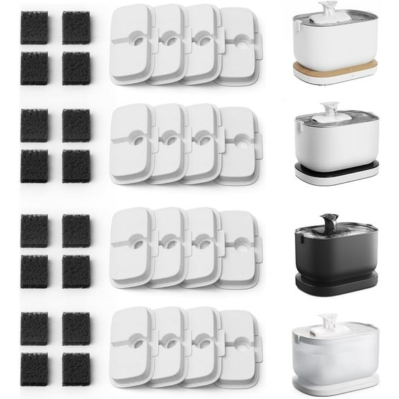 16-Pack Replacement Filters for Petlibro Dockstream Cat Water Fountain PLWF005 PLWF115 PLWF105, 8 Months Set of Cat Water Fountain Filters, White