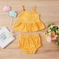 thumbnail image 2 of LMTODLFG Baby Girl Clothes Toddler Baby Girls Ruffles Dot Printed Suspenders Tops+Shorts Outfits Baby Girl Outfits Yellow 6-9 Months, 2 of 7