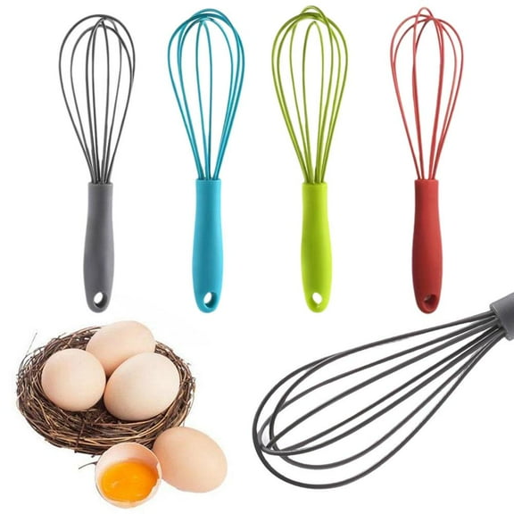 QHUDLV Silicone Whisk For Cooking,Hand Egg Mixer For Flour Cake Egg,Mini Whisk Stainless Steel Baking Whisk Cooking U Dough