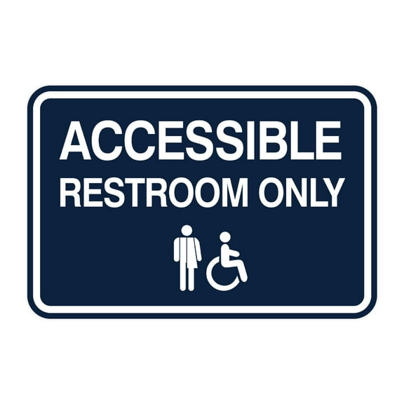 Signs ByLITA Classic Framed Accessible Restroom Sign (Navy Blue / White) - Large