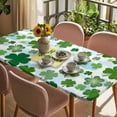 thumbnail image 3 of St. Patrick's Day Table Cloths for 4 Foot Rectangle Tables, Spring Lucky Green Shamrock Cloud Blue Patio Waterproof Elastic Fitted Tablecloths, Washable Rectangular Table Cover for Camping, 3 of 8