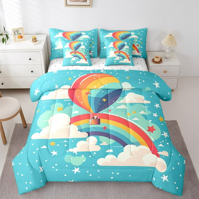 YST Fairy Tales Comforter Set, 7-Piece, Twin Size, Rainbow, Cartoon, Kids