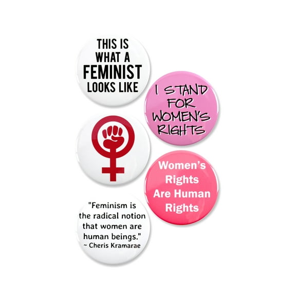5 Pack - Womens Rights Activism Multipack Pinback Buttons - 2.25 Inch Round