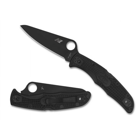 Spyderco Pacific Salt 2 Folding Knife 3.78" H2 Black TiCN Plain Blade, Black FRN Handles, Lockback - C91PBBK2